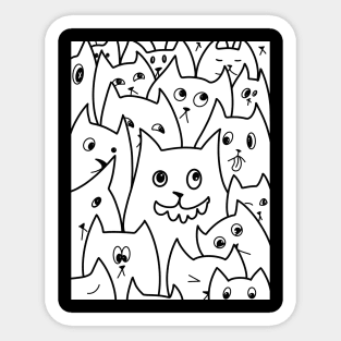 Cats Doodle Art / Cats Graffiti / Funny Cat Line Art Sticker